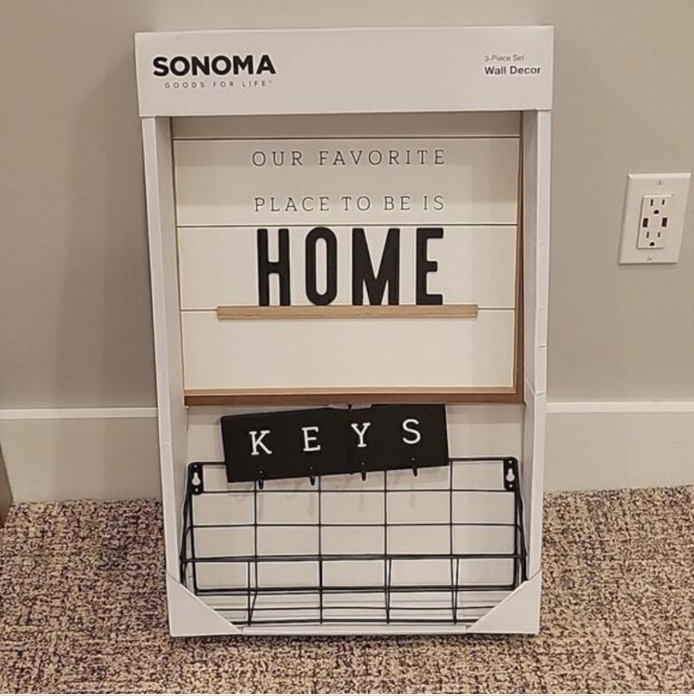 Sonoma Home and Keys Wall Decor with Black Holder 3 Pieces